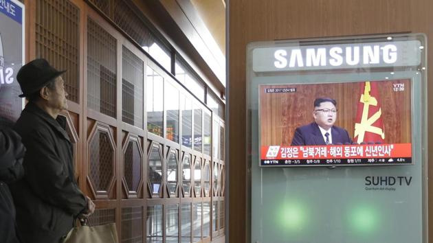 South Koreans watch a TV news program showing North Korean leader Kim Jong Un's New Year speech, at the Seoul Railway Station in Seoul, South Korea, Sunday, Jan. 1, 2017. North Korea's development of banned long-range missiles is in "final stages," the country's leader Kim was quoted as saying in his New Year's message. (AP) South Koreans watch a TV news program showing North Korean leader Kim Jong Un's New Year speech, at the Seoul Railway Station in Seoul, South Korea, Sunday, Jan. 1, 2017. North Korea's development of banned long-range missiles is in "final stages," the country's leader Kim was quoted as saying in his New Year's message. (AP)