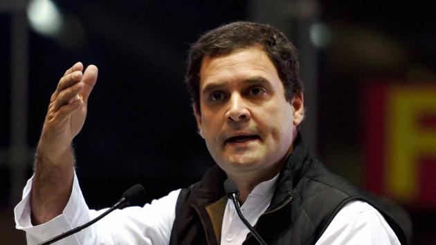 Congress vice president Rahul Gandhi addresses at the party's Jan Vedna Sammelan at Talkatora Stadium in New Delhi on Wednesday. (PTI Photo) Congress vice president Rahul Gandhi addresses at the party's Jan Vedna Sammelan at Talkatora Stadium in New Delhi on Wednesday. (PTI Photo)
