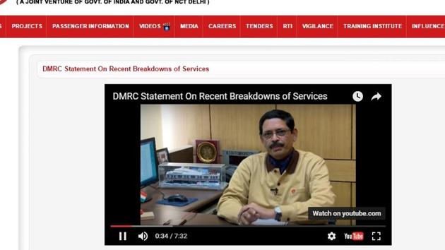 The Delhi Metro Rail Corporation posted a video on its website, apologising to the commuters for the frequent snags on its busiest Blue Line. (Screen grab) The Delhi Metro Rail Corporation posted a video on its website, apologising to the commuters for the frequent snags on its busiest Blue Line. (Screen grab)