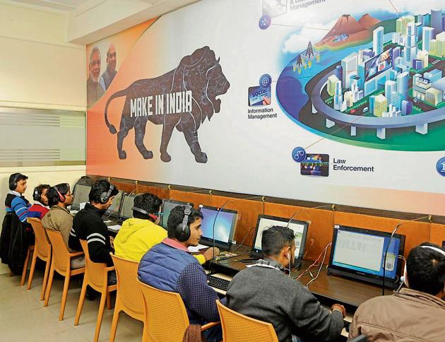 The war room of Bharatiya Janata Party. (HT Photo) The war room of Bharatiya Janata Party. (HT Photo)