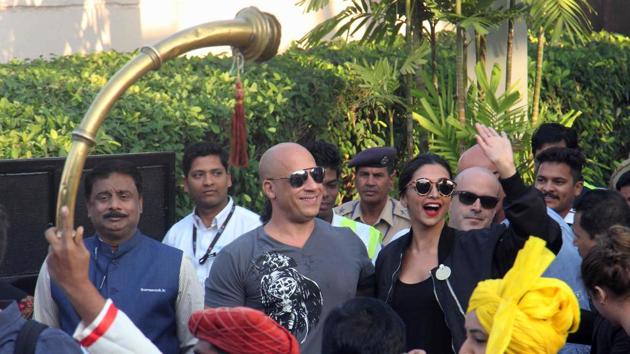 Hollywood Actor Vin Diesel and Deepika Padukone arrive at Mumbai Airport. Deisel is in the city for the premier of xXx: Return of Xander Cage, which also marks Deepika’s Hollywood debut. (Pramod Thakur/ HT Photo) 