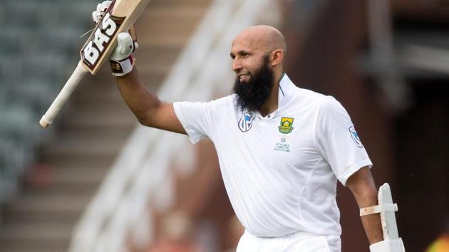 Hashim Amla became the second South African batsman to score a century in his 100th Test match as South Africa were on top in the third Test against Sri Lanka. (REUTERS) Hashim Amla became the second South African batsman to score a century in his 100th Test match as South Africa were on top in the third Test against Sri Lanka. (REUTERS)