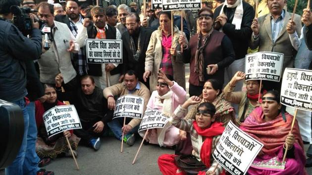 The 120 BJP councillors protested for about an hour after which they were detained by the police The 120 BJP councillors protested for about an hour after which they were detained by the police