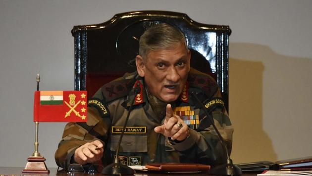 Army chief General Bipin Rawat during the annual press conference at Manekshaw Centre in New Delhi on Friday.(Vipin Kumar/ Hindustan Times)