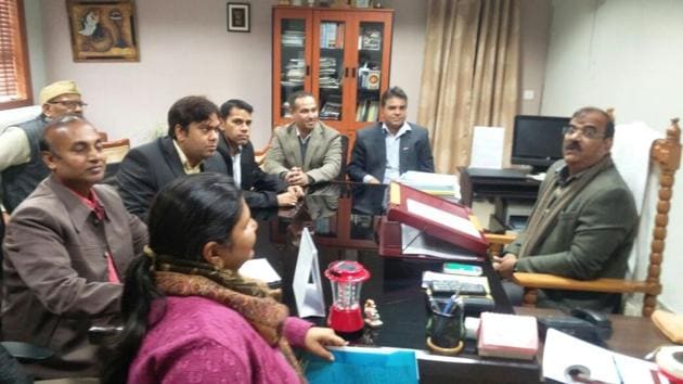 A delegation of the Noida extension flat owners’ welfare association met district magistrate NP Singh on Friday to demand a solution to the issue of delay in delivery of flats in several projects across Greater Noida. A delegation of the Noida extension flat owners’ welfare association met district magistrate NP Singh on Friday to demand a solution to the issue of delay in delivery of flats in several projects across Greater Noida.