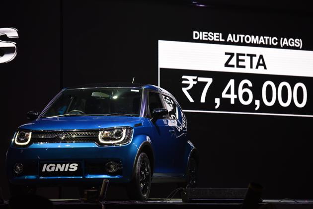 Maruti Suzuki Ignis, launched today at a starting price of Rs 4.59 lakh (ex-showroom, Delhi) and it will be offered with a 1.2-litre petrol engine and a 1.3-litre diesel engine, in New Delhi, India, on Friday, January 13, 2017.  (Virendra Singh Gosain/HT PHOTO) 