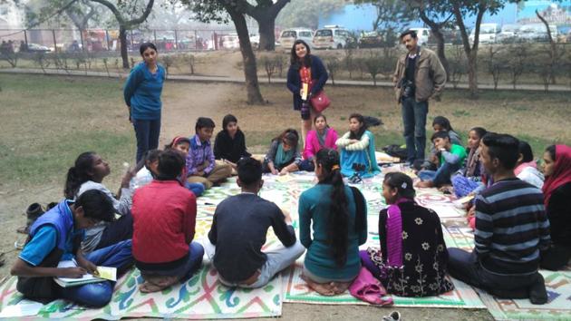 The participants in Samvidhan LIVE — The Jagrik Project or jagriks, as they are called, during one of the many tasks. The participants in Samvidhan LIVE — The Jagrik Project or jagriks, as they are called, during one of the many tasks.