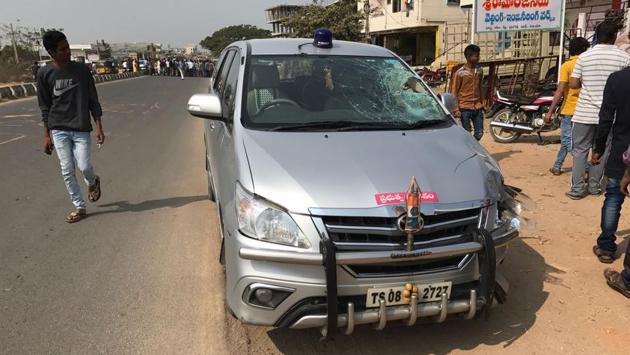 The police said the minister was not in the car when the accident occurred. (HT Photo) The police said the minister was not in the car when the accident occurred. (HT Photo)