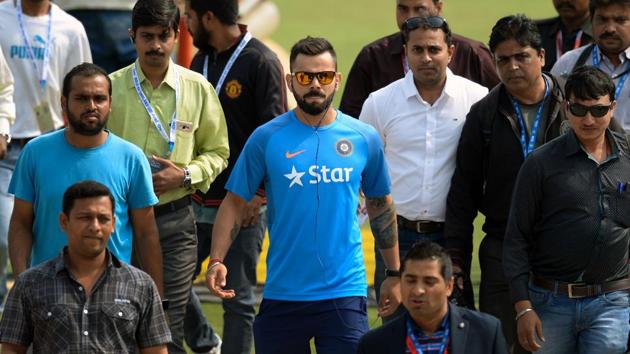 India’s new skipper across all formats, Virat Kohli, arrived at the MCA stadium in Pune for a practice session ahead of the first ODI against England. (AFP) India’s new skipper across all formats, Virat Kohli, arrived at the MCA stadium in Pune for a practice session ahead of the first ODI against England. (AFP)
