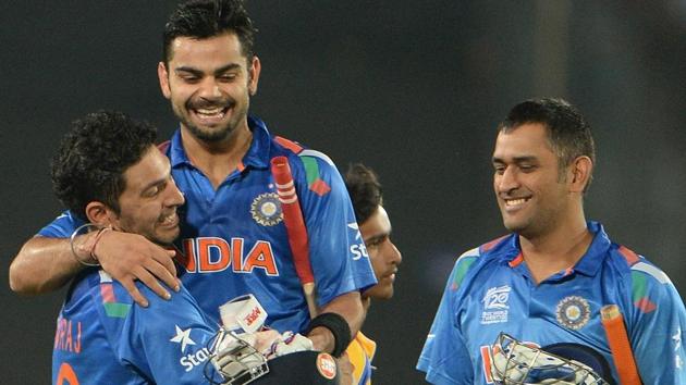Virat Kohli, now the Indian captain in all three formats, says Yuvraj Singh has been selected to help MS Dhoni guide the team’s young middle and lower-middle order in the England ODI series and Champions Trophy(AFP) Virat Kohli, now the Indian captain in all three formats, says Yuvraj Singh has been selected to help MS Dhoni guide the team’s young middle and lower-middle order in the England ODI series and Champions Trophy(AFP)