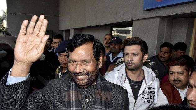 Union Minister and Lok Janshakti Party (LJP) president Ram Vilas Paswan waves to supporters after he being discharged from a private hospital where he was admitted after complaining of breathlessness, in Patna on Saturday. (PTI Photo) Union Minister and Lok Janshakti Party (LJP) president Ram Vilas Paswan waves to supporters after he being discharged from a private hospital where he was admitted after complaining of breathlessness, in Patna on Saturday. (PTI Photo)