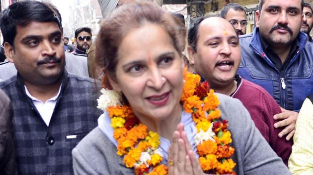 Congress leader Dr Navjot Kaur Sidhu in Amritsar on Sunday.(Sameer Sehgal/HT)