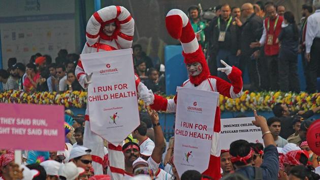 Participants during the 2017 Mumbai Marathon Dream Run. (satyabrata tripathi/ht photo) 