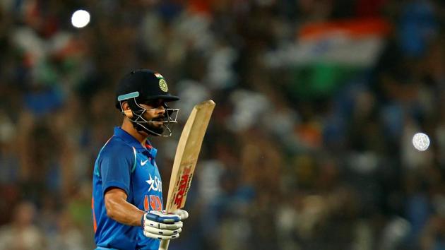 Kohli secured his 27th ODI century as India shifted gears. (REUTERS) Kohli secured his 27th ODI century as India shifted gears. (REUTERS)