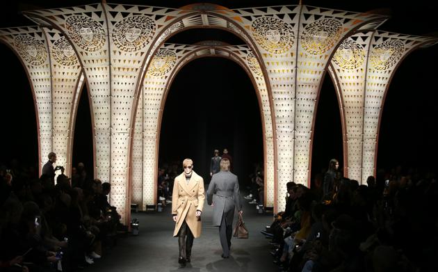 Models wear creations for the Versace men's Fall-Winter 2017-2018 collection, part of the Milan Fashion Week, unveiled in Milan, Italy, Saturday. (AP) Models wear creations for the Versace men's Fall-Winter 2017-2018 collection, part of the Milan Fashion Week, unveiled in Milan, Italy, Saturday. (AP)