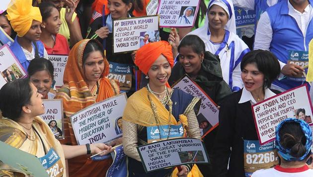 Participants participates in Mumbai Marathon Dream run. (Pramod Thakur/HT PHOTO) 