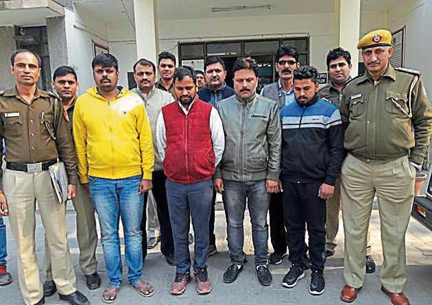 All the five men involved in both the crimes — duping and kidnapping —were arrested. They have been identified as Aman Kumar, Pankaj Trehan and Akash (kidnapping), while Manoj and Khushal (cheating).(HT Photo) All the five men involved in both the crimes — duping and kidnapping —were arrested. They have been identified as Aman Kumar, Pankaj Trehan and Akash (kidnapping), while Manoj and Khushal (cheating).(HT Photo)