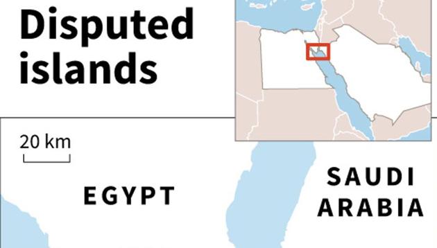 Map of Egypt's Sinai region and Saudi Arabia locating two islands, Tiran and Sanafir, caught up in a dispute between the two countries . (AFP Photo) Map of Egypt's Sinai region and Saudi Arabia locating two islands, Tiran and Sanafir, caught up in a dispute between the two countries . (AFP Photo)