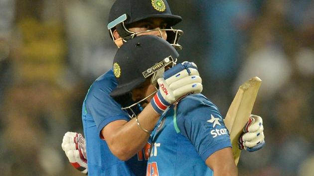India cricket team captain Virat Kohli (left) and Man of the Match Kedar Jadhav shared a 200-run match-winning partnership in the 1st ODI against England cricket team on Sunday. (AFP) India cricket team captain Virat Kohli (left) and Man of the Match Kedar Jadhav shared a 200-run match-winning partnership in the 1st ODI against England cricket team on Sunday. (AFP)