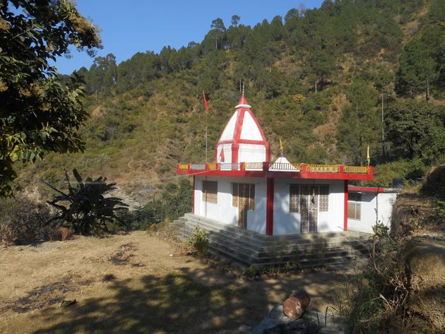 BJP leader BC Khanduri's ancestral house existed at the place where this temple was built. His house at Margadna village in Pauri district was destroyed in the 1995 forest fires that engulfed Uttarakhand .(Deep Joshi/HT Photo)