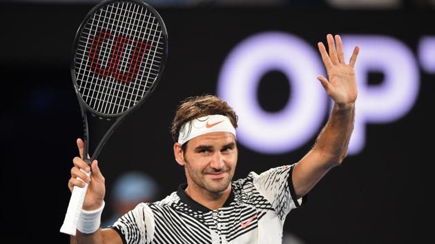 Switzerland's Roger Federer celebrates after victory against Austria's Jurgen Malzer during their men's singles match on day one of the Australian Open tennis tournament in Melbourne on January 16, 2017. / AFP PHOTO / PETER PARKS / IMAGE RESTRICTED TO EDITORIAL USE - STRICTLY NO COMMERCIAL USE(AFP) Switzerland's Roger Federer celebrates after victory against Austria's Jurgen Malzer during their men's singles match on day one of the Australian Open tennis tournament in Melbourne on January 16, 2017. / AFP PHOTO / PETER PARKS / IMAGE RESTRICTED TO EDITORIAL USE - STRICTLY NO COMMERCIAL USE(AFP)