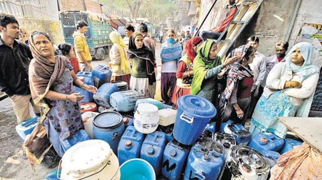 Delhi Jal Board (DJB) CEO Keshav Chandra said it will take a day or two for the supply system to stabilise.(Sanchit Khanna/HT File Photo)