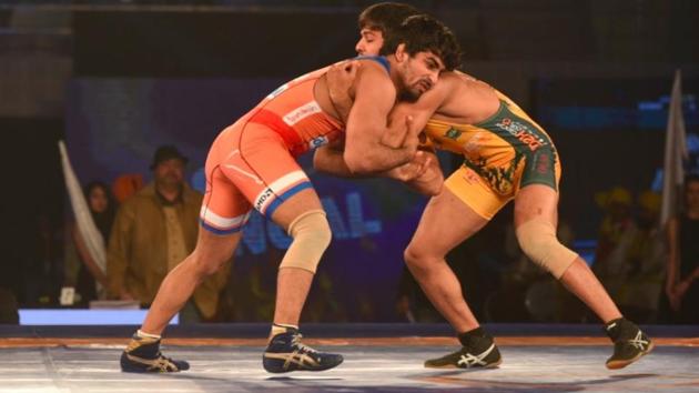 Haryana Hammers entered the Pro Wrestling League (PWL) final for the second consecutive year with a comfortable 6-3 win over Jaipur Ninjas in their semi-final contest.(ProSportify) Haryana Hammers entered the Pro Wrestling League (PWL) final for the second consecutive year with a comfortable 6-3 win over Jaipur Ninjas in their semi-final contest.(ProSportify)
