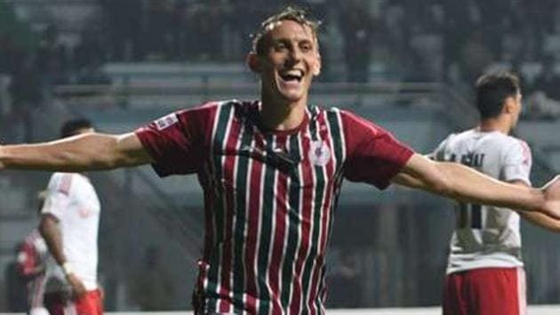 Darryl Duffy and Jeje Lalpekhlua both scored twice as Mohun Bagan AC rout Minerva Punjab FC 4-0 to extend their I-League winning run. (AIFF) Darryl Duffy and Jeje Lalpekhlua both scored twice as Mohun Bagan AC rout Minerva Punjab FC 4-0 to extend their I-League winning run. (AIFF)
