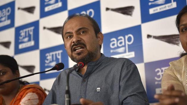 AAP spokesperson, Dilip Pandey address a press conference in New Delhi . (Saumya Khandelwal/HT File Photo) AAP spokesperson, Dilip Pandey address a press conference in New Delhi . (Saumya Khandelwal/HT File Photo)