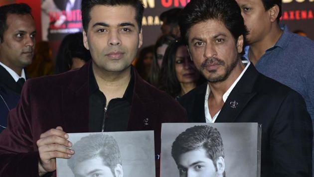 Shah Rukh Khan and Karan Johar during the launch of An Unsuitable Boy in Mumbai. (PTI)