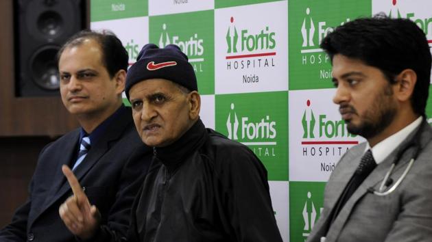 Uttarakhand-based Jiwan Chandra addresses a press conference after a rare surgery in Noida. (Sunil Ghosh/HT photo) Uttarakhand-based Jiwan Chandra addresses a press conference after a rare surgery in Noida. (Sunil Ghosh/HT photo)