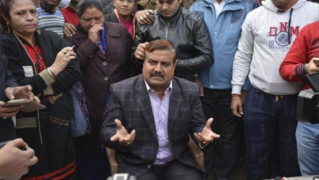 Ex-BSP member Amarpal Sharma addressed the media after joining Congress. (Sakib Ali/HT) Ex-BSP member Amarpal Sharma addressed the media after joining Congress. (Sakib Ali/HT)