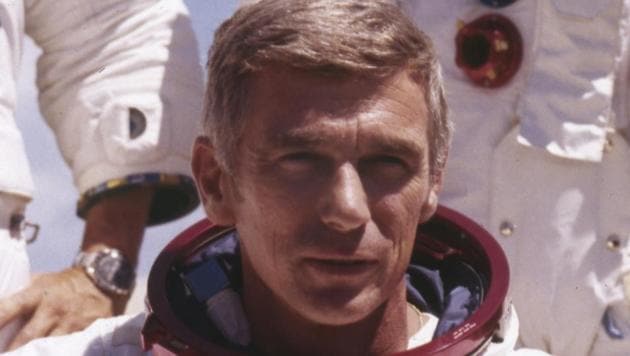 Nasa, US Navy commander and astronaut for the upcoming Apollo 17, Eugene Cernan, is pictured in his space suit. (Nasa via AP File Photo) Nasa, US Navy commander and astronaut for the upcoming Apollo 17, Eugene Cernan, is pictured in his space suit. (Nasa via AP File Photo)