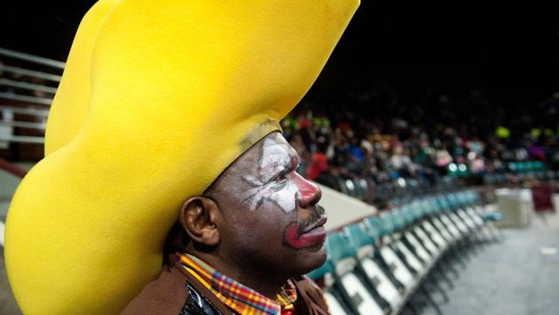 Avery Ford, aka. Spanky the Rodeo Clown, watches the Ladies Barrel Racing event during the MLK Jr. African American Heritage Rodeo at the National Western Stock Show in Denver, Colorado. The MLK Jr. African American Heritage Rodeo, featuring both African American, and Native American cowboys and cowgirls, is the only rodeo held in the United States on Martin Luther King Jr. Day each year. (Jason Connolly/AFP) Avery Ford, aka. Spanky the Rodeo Clown, watches the Ladies Barrel Racing event during the MLK Jr. African American Heritage Rodeo at the National Western Stock Show in Denver, Colorado. The MLK Jr. African American Heritage Rodeo, featuring both African American, and Native American cowboys and cowgirls, is the only rodeo held in the United States on Martin Luther King Jr. Day each year. (Jason Connolly/AFP)