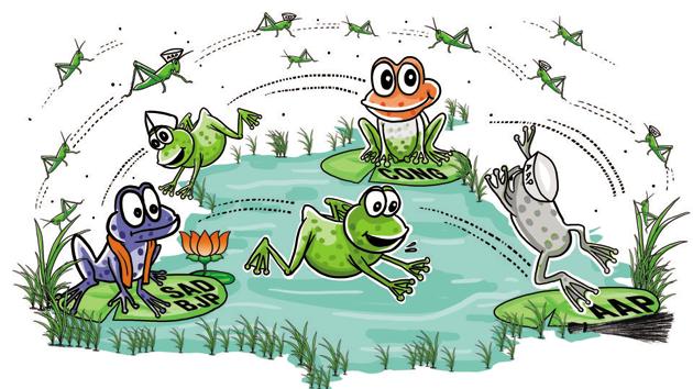 It’s the season of the turncoats to hop around when party decisions don’t fit into their schemes of things. (Illustration by Daljeet Kaur Sandhu) It’s the season of the turncoats to hop around when party decisions don’t fit into their schemes of things. (Illustration by Daljeet Kaur Sandhu)