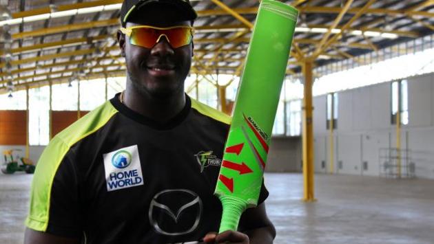 Carlos Brathwaite will play with the Green bat in Sydney Thunder’s clash against Adelaide Strikers in the Big Bash League. (Pic courtesy: Sydney Morning Herald) (Sydney Morning Herald) Carlos Brathwaite will play with the Green bat in Sydney Thunder’s clash against Adelaide Strikers in the Big Bash League. (Pic courtesy: Sydney Morning Herald) (Sydney Morning Herald)