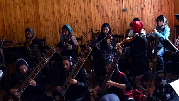 Afghanistan’s first female orchestra group is set to be catapulted onto the world stage with a performance at the World Economic Forum in Davos. (AFP Photo) Afghanistan’s first female orchestra group is set to be catapulted onto the world stage with a performance at the World Economic Forum in Davos. (AFP Photo)