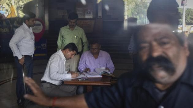 The Bombay high court, however, has directed the collector’s office to unseal four of the 24 offices sealed in the building. The court order came following an urgent mention made by Galaxy Aviation Company, which occupies four office spaces inside the building. (kunal patil/ht photo) The Bombay high court, however, has directed the collector’s office to unseal four of the 24 offices sealed in the building. The court order came following an urgent mention made by Galaxy Aviation Company, which occupies four office spaces inside the building. (kunal patil/ht photo)