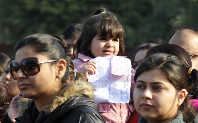 Chandigarh, India January 18 : A Girl with her draw slip during nursery admission drown at sacred heart school sector 26 Chandigarh on Wednesday, January 18, 2017 Photo by Karun Sharma/Hindustan Times