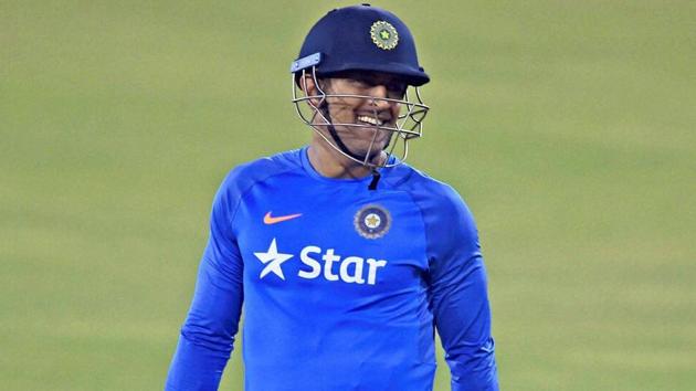 Mahendra Singh Dhoni practices at Barabati Stadium in Cuttack. (PTI)