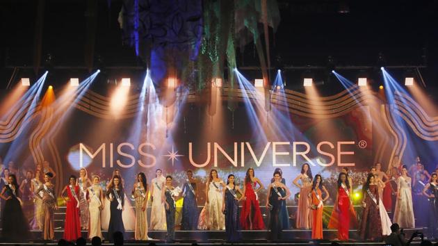 Miss Universe 2017 candidates pose during its formal launch in suburban Pasay city south of Manila, Philippines on Monday. (AP) 