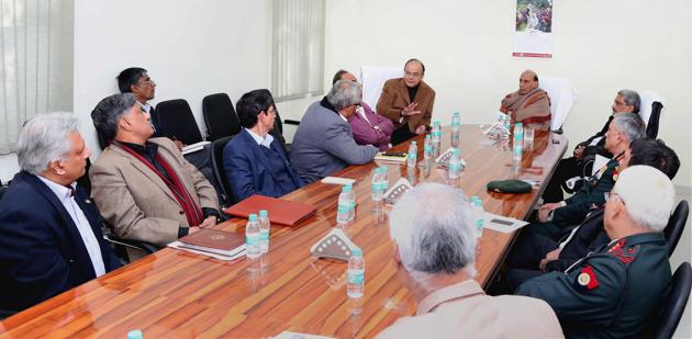 Union Home Minister Rajnath Singh chairing a meeting to review the situation in Manipur, in New Delhi on January 15, 2017. (PTI) Union Home Minister Rajnath Singh chairing a meeting to review the situation in Manipur, in New Delhi on January 15, 2017. (PTI)