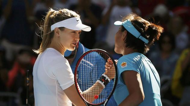 Eugenie Bouchard overcame the early challenge of China’s Peng Shuai to win 7-6(5) 6-2 (REUTERS)