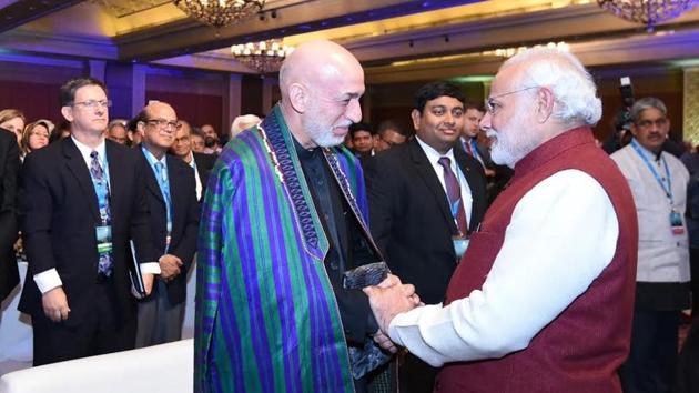 PM Narendra Modi with former Afghan President Hamid Karzai during the Raisina Dialogue in New Delhi. (Photo: @PMOIndia) PM Narendra Modi with former Afghan President Hamid Karzai during the Raisina Dialogue in New Delhi. (Photo: @PMOIndia)