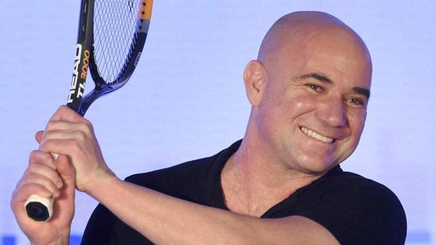 Tennis legend Andre Agassi during the unveiling of India Value Fund Advisors new brand identity ' True North', in Mumbai on Wednesday. Agassi paid rich tribute to Roger Federer(PTI)