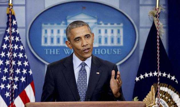 Barack Obama speaks during his final presidential news conference in the briefing room of the White House. (AP) Barack Obama speaks during his final presidential news conference in the briefing room of the White House. (AP)