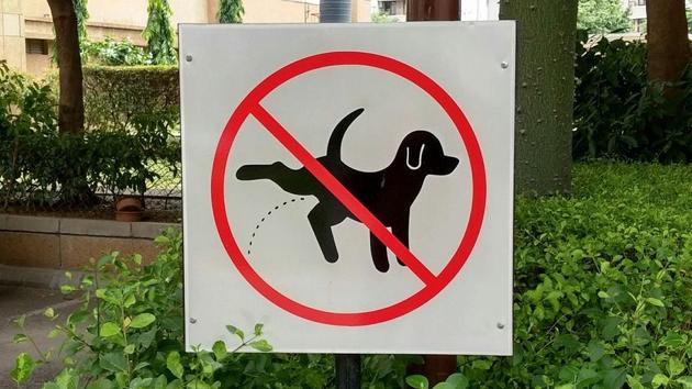 A signboard at Vipul Belmonte complex in Sector 53 directs pet owners not to allow dogs to relieve in open areas. A signboard at Vipul Belmonte complex in Sector 53 directs pet owners not to allow dogs to relieve in open areas.
