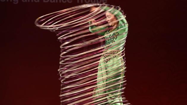 A member of Xinjiang Art Theatre song and Dance troupe performs Acrobatics Shaking Hula Hoops. Along with research on policy and economic issues, ICEC Council has been the torchbearer of promoting cultural exchange between China and India. (Arvind Yadav/HT PHOTO) A member of Xinjiang Art Theatre song and Dance troupe performs Acrobatics Shaking Hula Hoops. Along with research on policy and economic issues, ICEC Council has been the torchbearer of promoting cultural exchange between China and India. (Arvind Yadav/HT PHOTO)