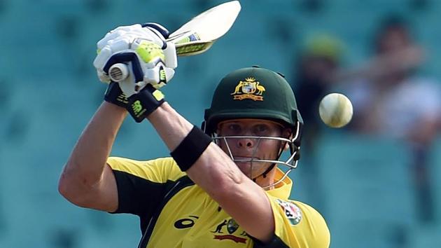 Australia's captain Steven Smith plays a shot during his 8th ODI century in the third ODI vs Pakistan at Perth on Thursday. Get full cricket scorecard of Australia vs Pakistan here.(AFP)