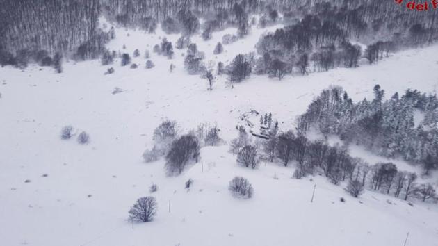 An aerial view shows Hotel Rigopiano in Farindola, central Italy, hit by an avalanche, in this January 19 handout picture provided by Italy's Firefighters.(REUTERS)